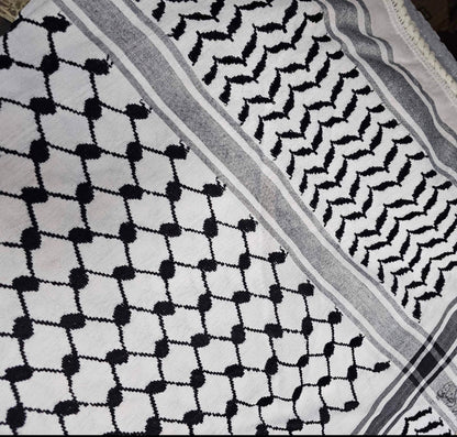 Kufiya/Keffiyeh Negro-Blanco 127x127 cm