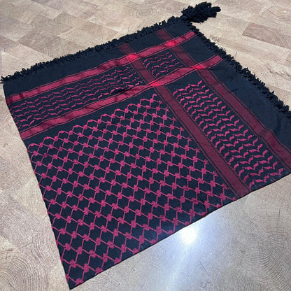 Kufiya/Keffiyeh Rot/Schwarz 100% Baumwolle