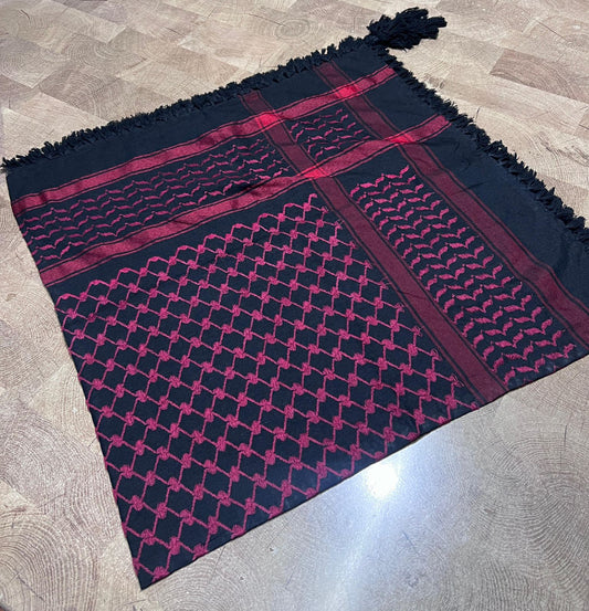 Kufiya/Keffiyeh Red/Black 100% Cotton