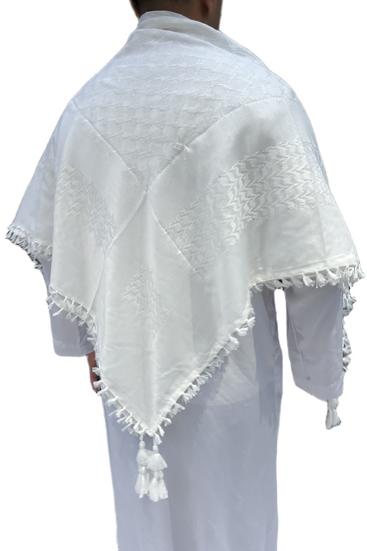 Kufiya/Keffiyeh Fully Wit 100% Katoen