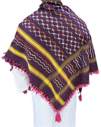 Kufiya/Keffiyeh Purple Rainbow 100% Cotton