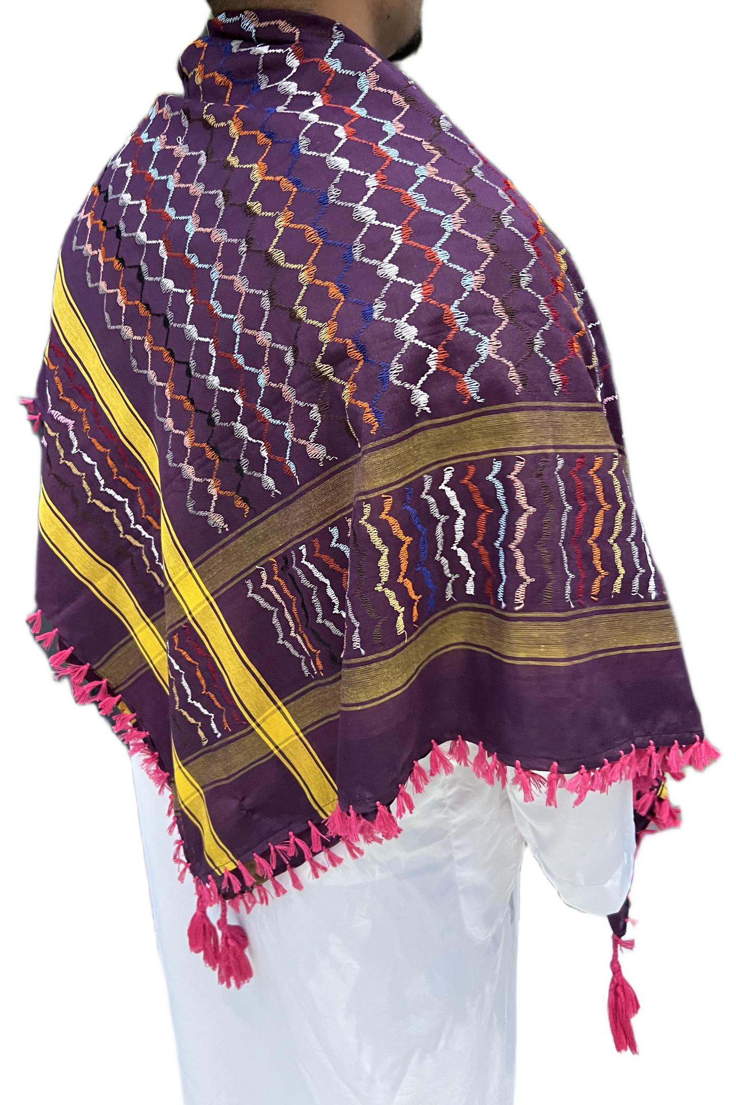 Kufiya/Keffiyeh Purple Rainbow 100% Cotton