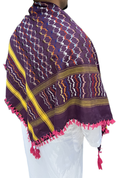 Kufiya/Keffiyeh Purple Rainbow 100% Cotton