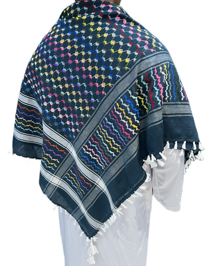 Kufiya/Keffiyeh Arcoíris Azul 100% Algodón