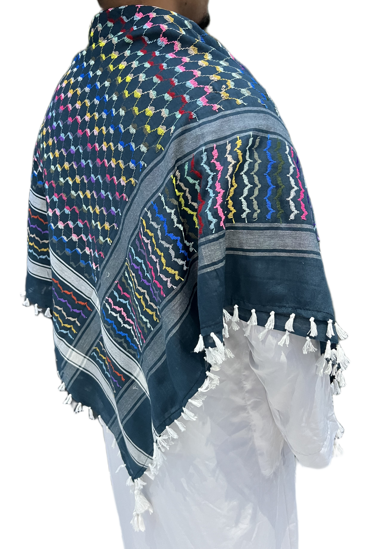 Kufiya/Keffiyeh Arcoíris Azul 100% Algodón