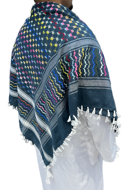 Kufiya/Keffiyeh Arcoíris Azul 100% Algodón