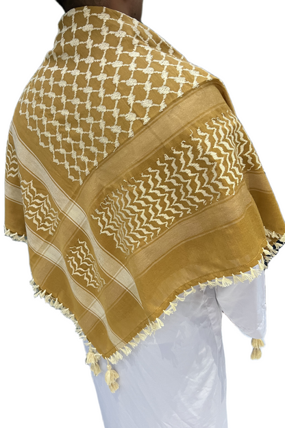 Kufiya/Keffiyeh Oro/Blanco 100% Algodón
