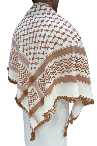 Kufiya/Keffiyeh Bronze with Bronze Tassels 100% Cotton