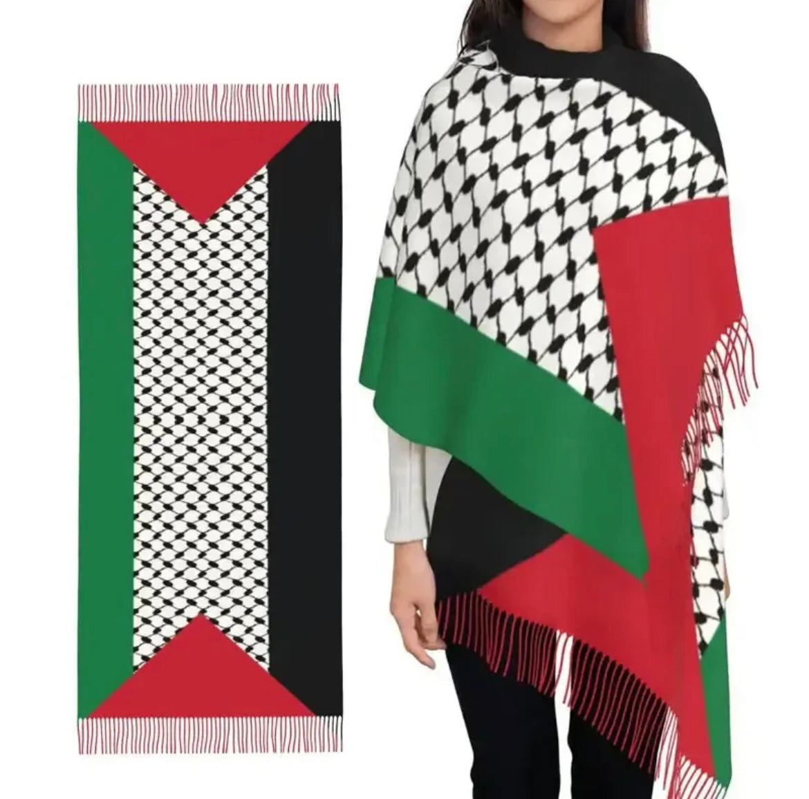 Stort Palestina Sjal med Mjuk Tyg 200x70 cm