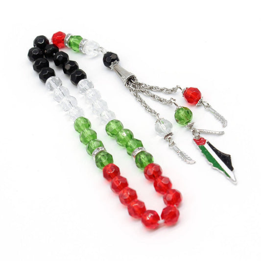 Tasbih/Sibha mit Palästinafarben 33/99 Perlen