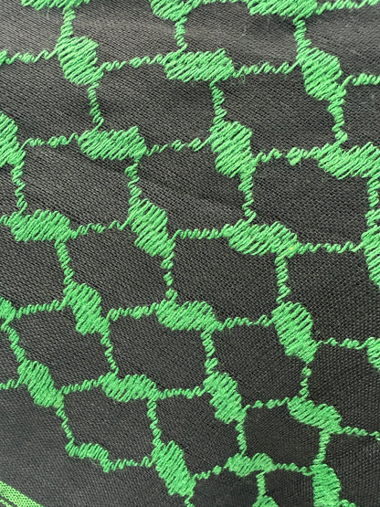Kufiya/Keffiyeh verde/blanco de algodón premium