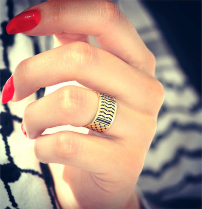 Palæstina Ring med Keffiyeh Mønster