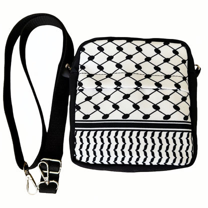 Keffiyeh Crossbody-väska – Klassisk Svart & Vit