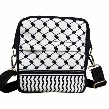 Keffiyeh Crossbody-väska – Klassisk Svart & Vit