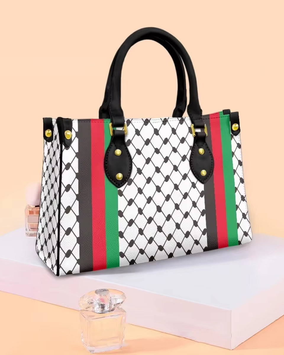 Keffiyeh Handtas – Zwart/Wit met Palestijnse Kleuren