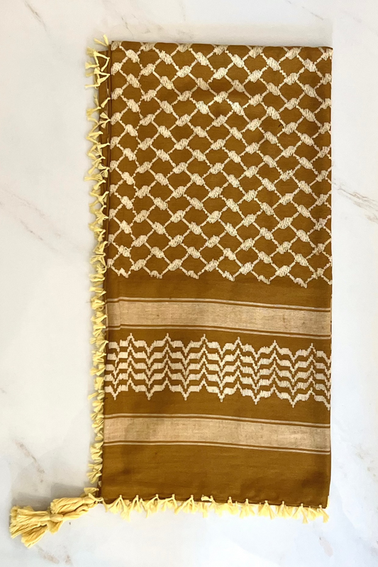 Kufiya/Keffiyeh Goud/Wit 100% Katoen