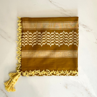 Kufiya/Keffiyeh Goud/Wit 100% Katoen