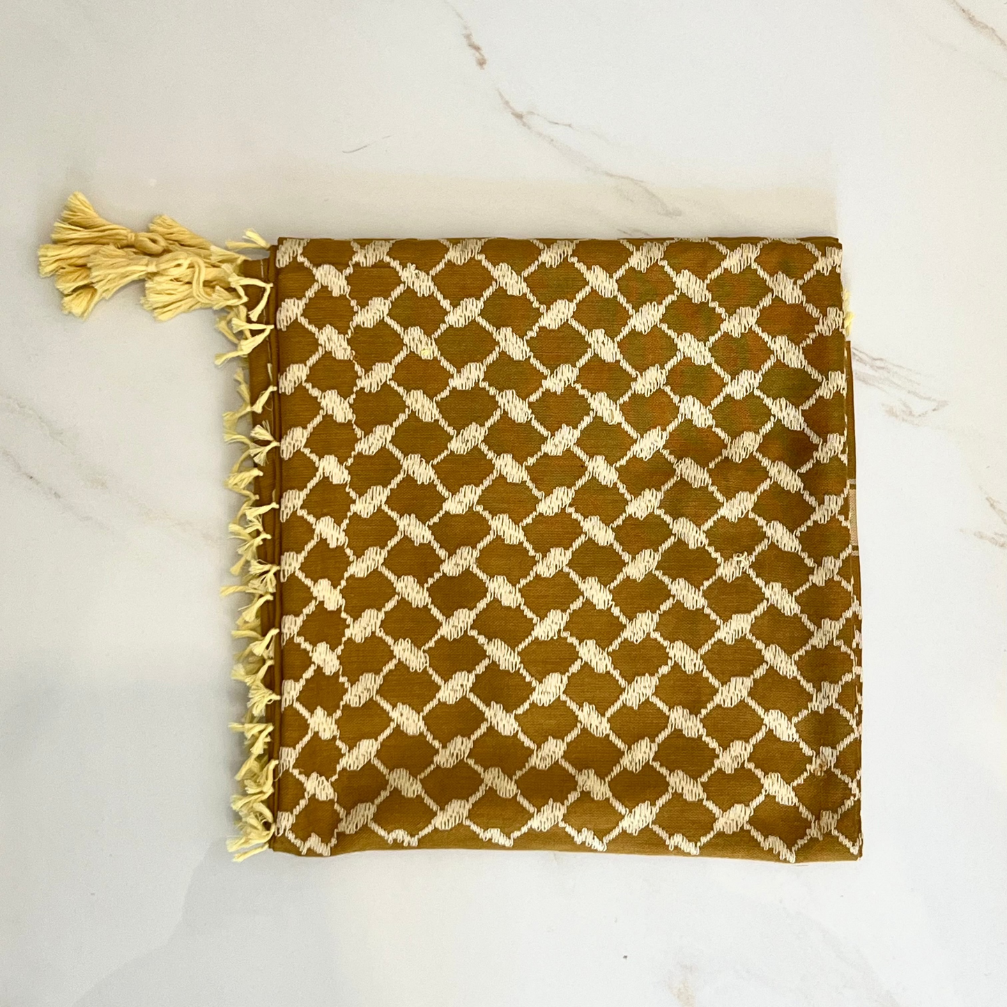 Kufiya/Keffiyeh Goud/Wit 100% Katoen