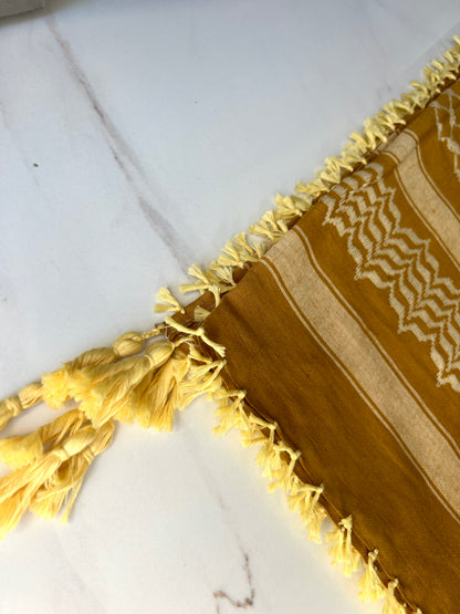 Kufiya/Keffiyeh Goud/Wit 100% Katoen