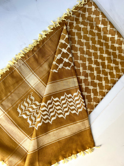 Kufiya/Keffiyeh Goud/Wit 100% Katoen