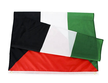 Kufiya/Keffiyeh Zwart/Wit/Rood/Groen 100% Katoen + Palestina Vlag Combi Deal