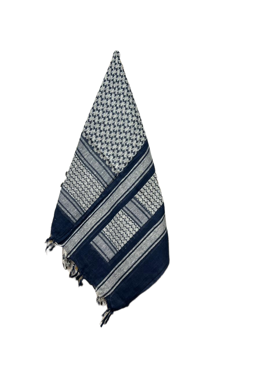 Kufiya/Keffiyeh mit kleinen Fransen Schwarz-Weiß 127x127 cm