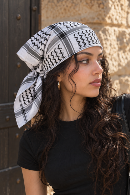 Kufiya/Keffiyeh Bandana Traditional Black/White