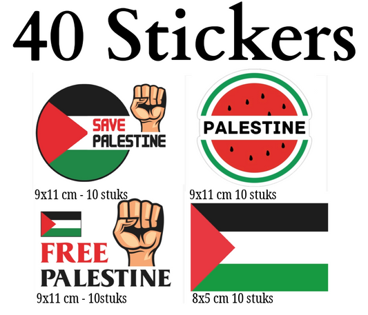 Palestina Vinyl Sticker Set 9x11 cm en 5x8 cm 40 stuks