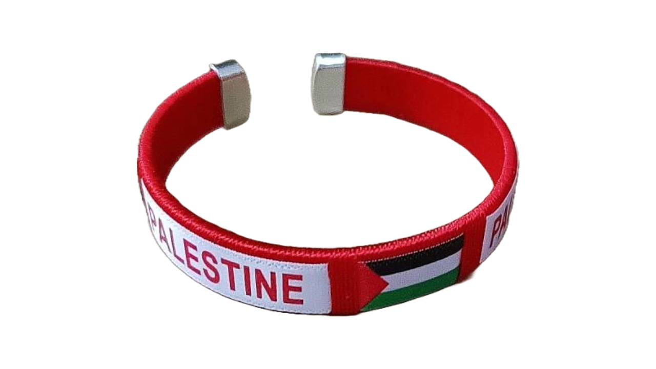 Palestina Armband met Rode Tekst Zwart/Rood/Groen