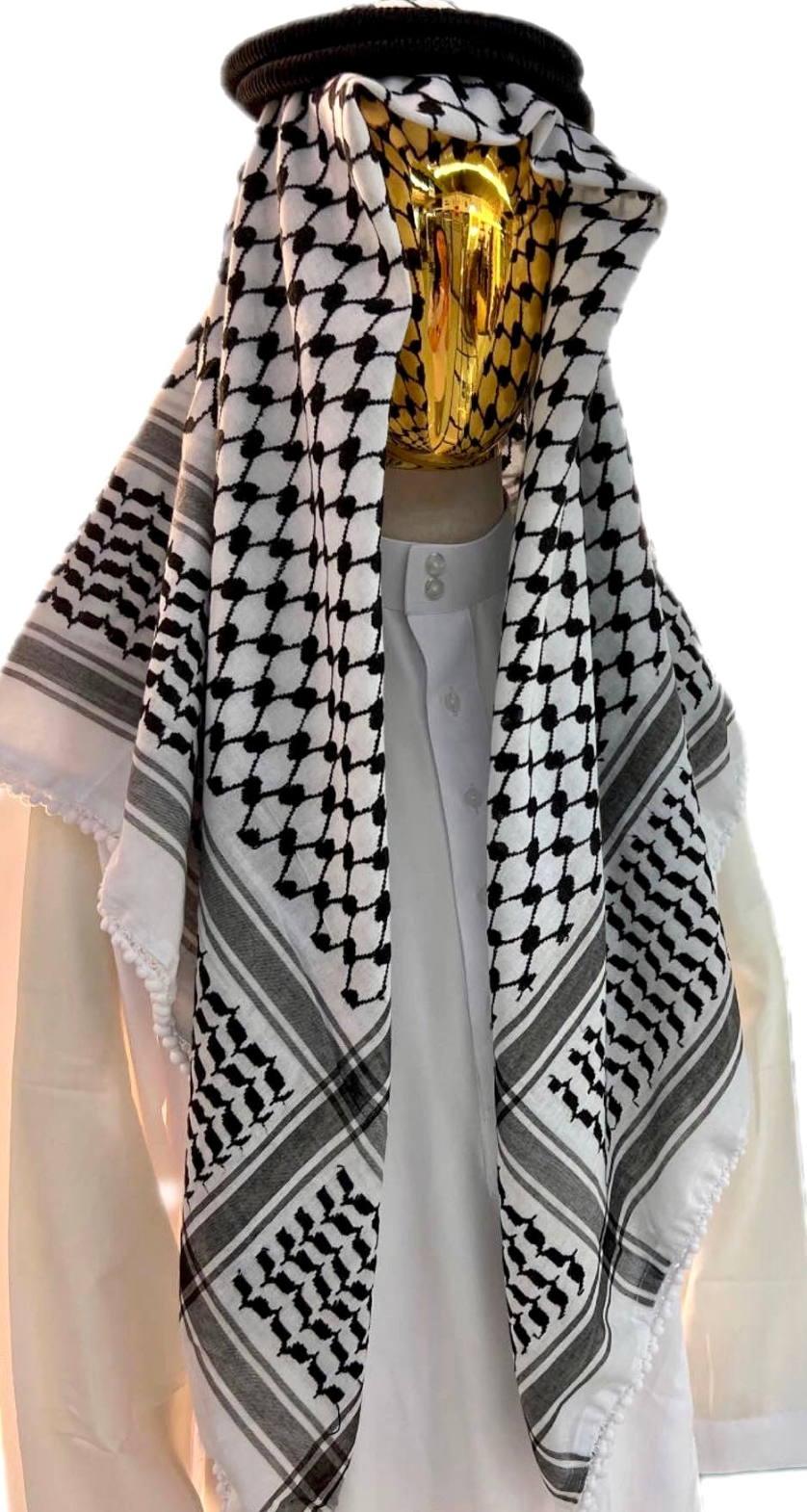 Kufiya/Keffiyeh Negro-Blanco 127x127 cm