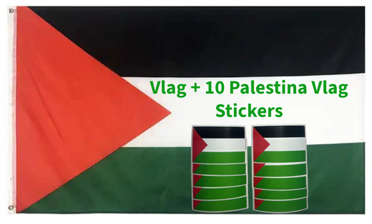 Palestina Bandera 90x150 cm + Sticker de Bandera Palestina 5x8 cm (10 Piezas) Oferta Combinada