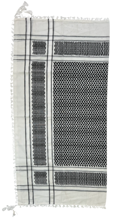 Kufiya/Keffiyeh Black/White 100% Premium Cotton