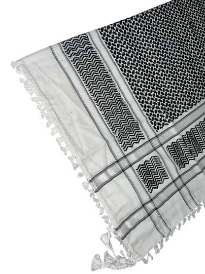 Kufiya/Keffiyeh Black/White 100% Premium Cotton