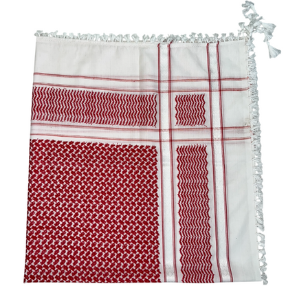Kufiya/Keffiyeh Red/White 100% Premium Cotton
