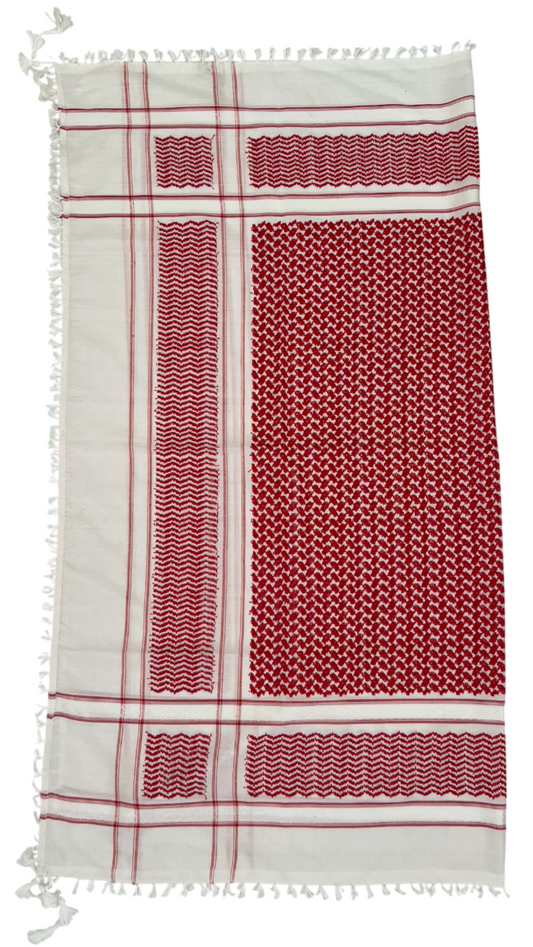 Kufiya/Keffiyeh Red/White 100% Premium Cotton