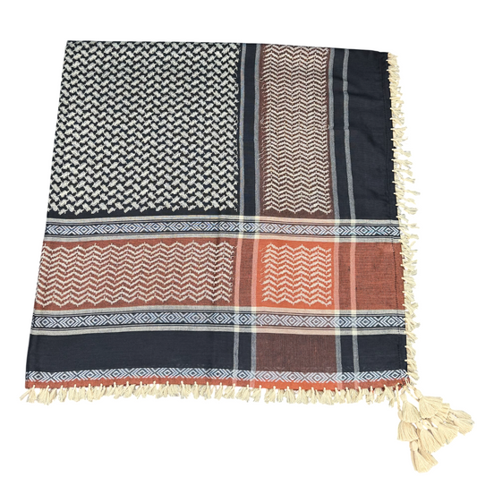 Kufiya/Keffiyeh Black & Sand 100% Premium Cotton