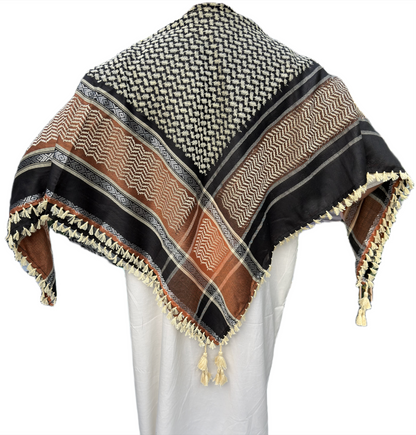 Kufiya/Keffiyeh Black & Sand 100% Premium Cotton