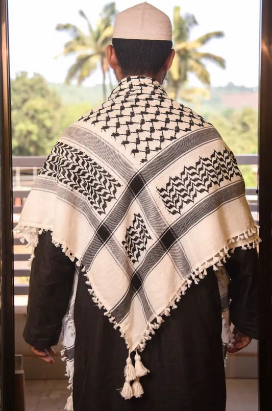 Kufiya/Keffiyeh Black/White 100% Cotton