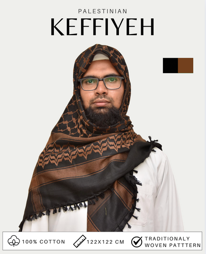 Kufiya/Keffiyeh Zwart/Bruin 100% Katoen