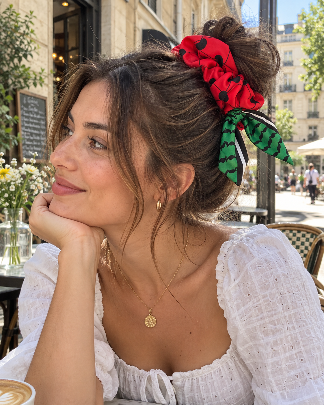 Chouchou pour cheveux Keffiyeh pastèque