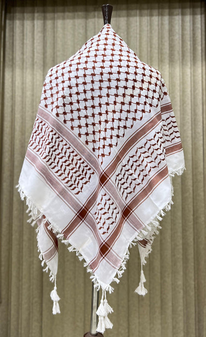 Kufiya/Keffiyeh with Floss Red 127x127 cm + Palestine flag 90x150 cm Combi Deal