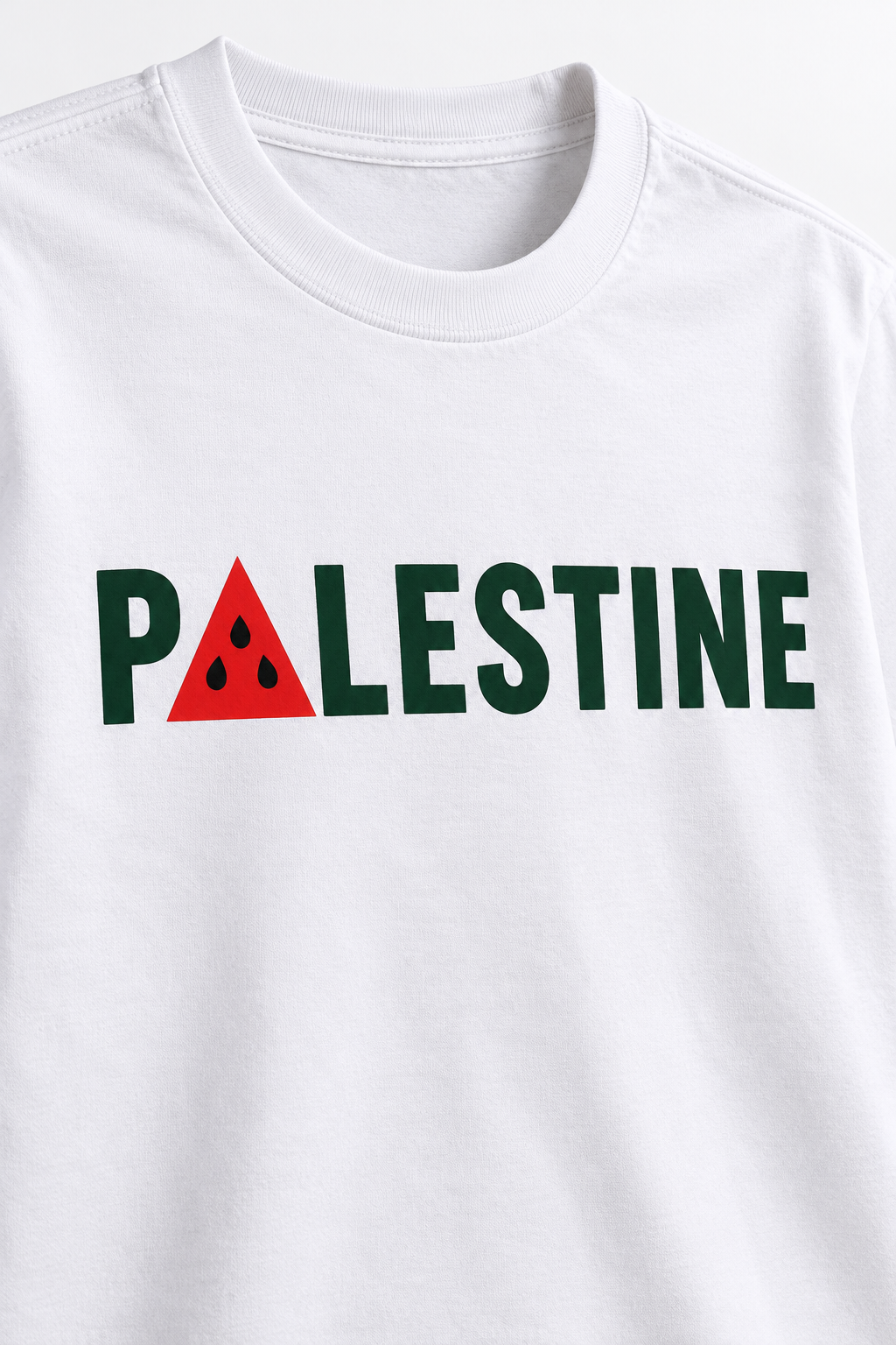 Palestine Watermelon Tee detail-collar